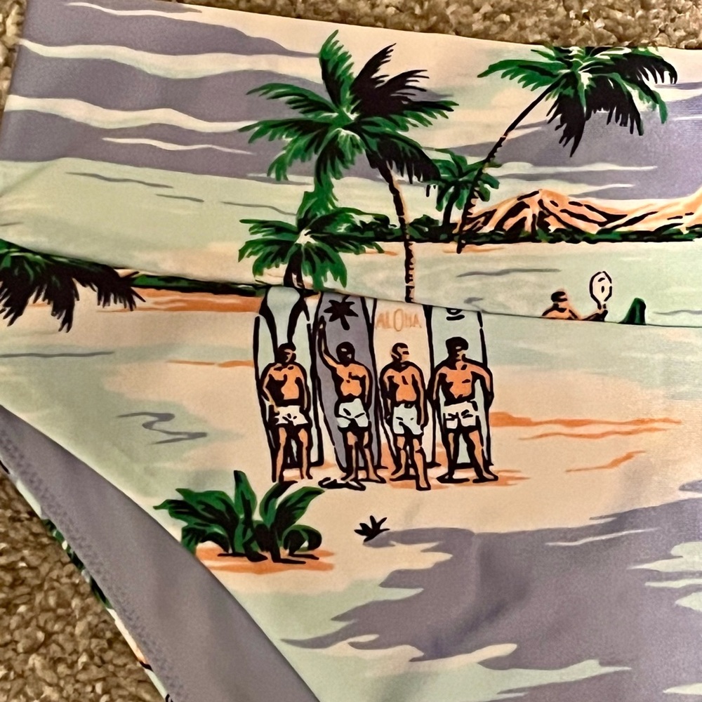Aerie High Cut Cheeky Tropical Print Bikini Bottom Size Large NWOT - Picture 3 of 5